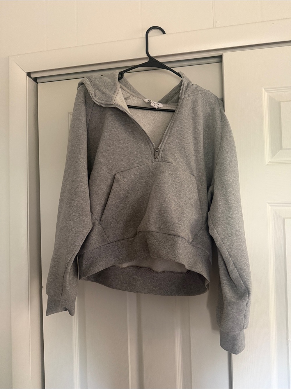 Athleta Light Gray Half-Zip Hoodie Sweatshirt